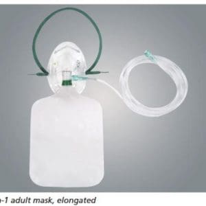 AirLife® Vinyl Under-The-Chin-Style Oxygen Mask, Adult High-Concentration Non-Rebreather 3-in-1 Mask w/Safety Vent and 7' Crush-Resistant U/Connect-It Tubing 50/case