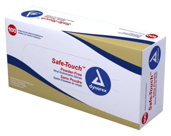 Dynarex Safe-Touch Vinyl Exam Gloves, Small, Box/100