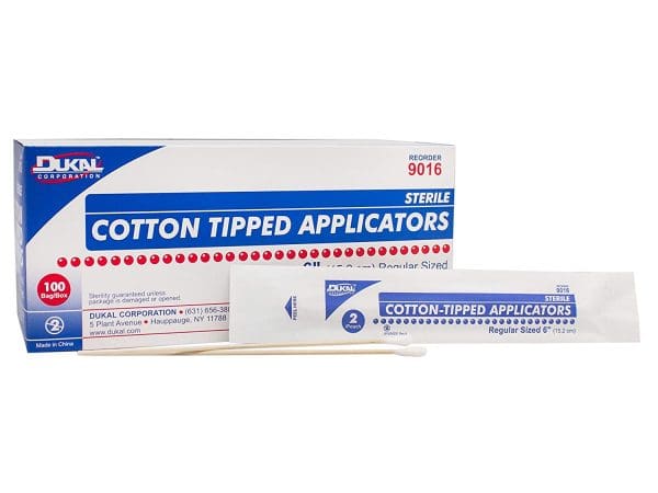 Dukal Sterile Cotton Tipped Applicators, 6" Wood Shaft, 2/pack, 100 packs/box