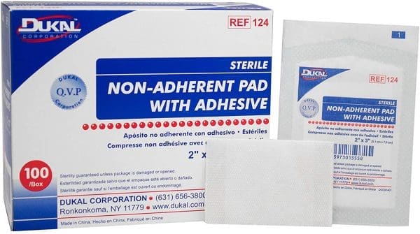 Dukal Non Adherent Pad with Adhesive 2" x 3", Sterile, 100/box