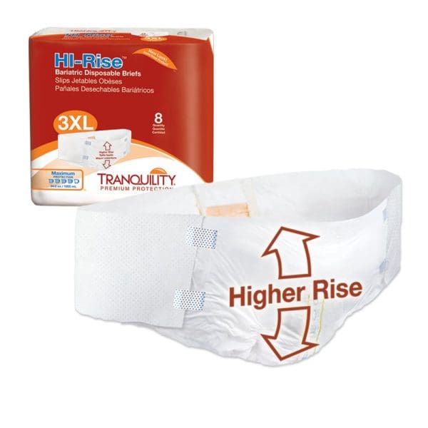 Tranquility HI-Rise?Bariatric Brief 3X-Large Disposable Heavy Absorbency 32/Cs