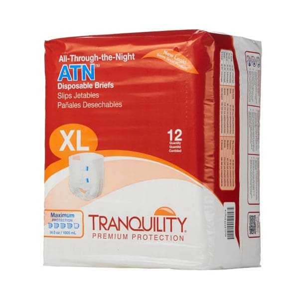 Tranquility ATN Briefs, X-Large Disposable Heavy Absorbency 72/Cs