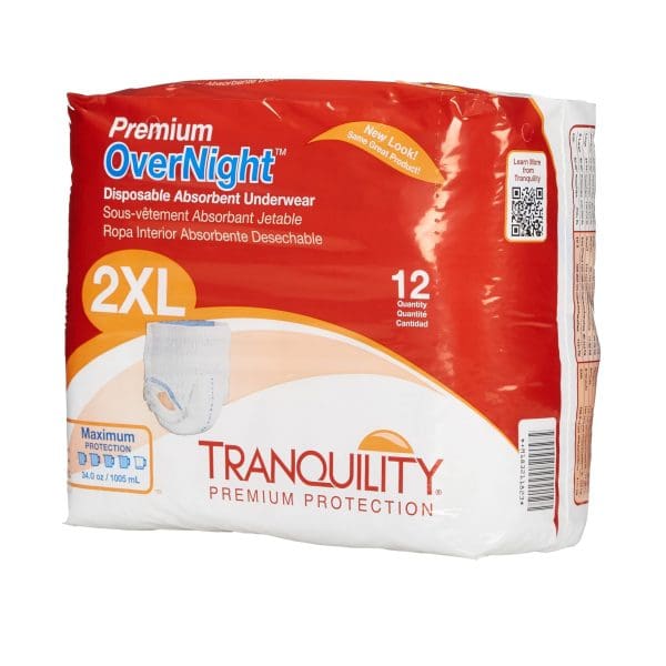 Tranquility Premium OverNight Pull On Underwear 2X-Large Disposable Heavy Absorbency 48/