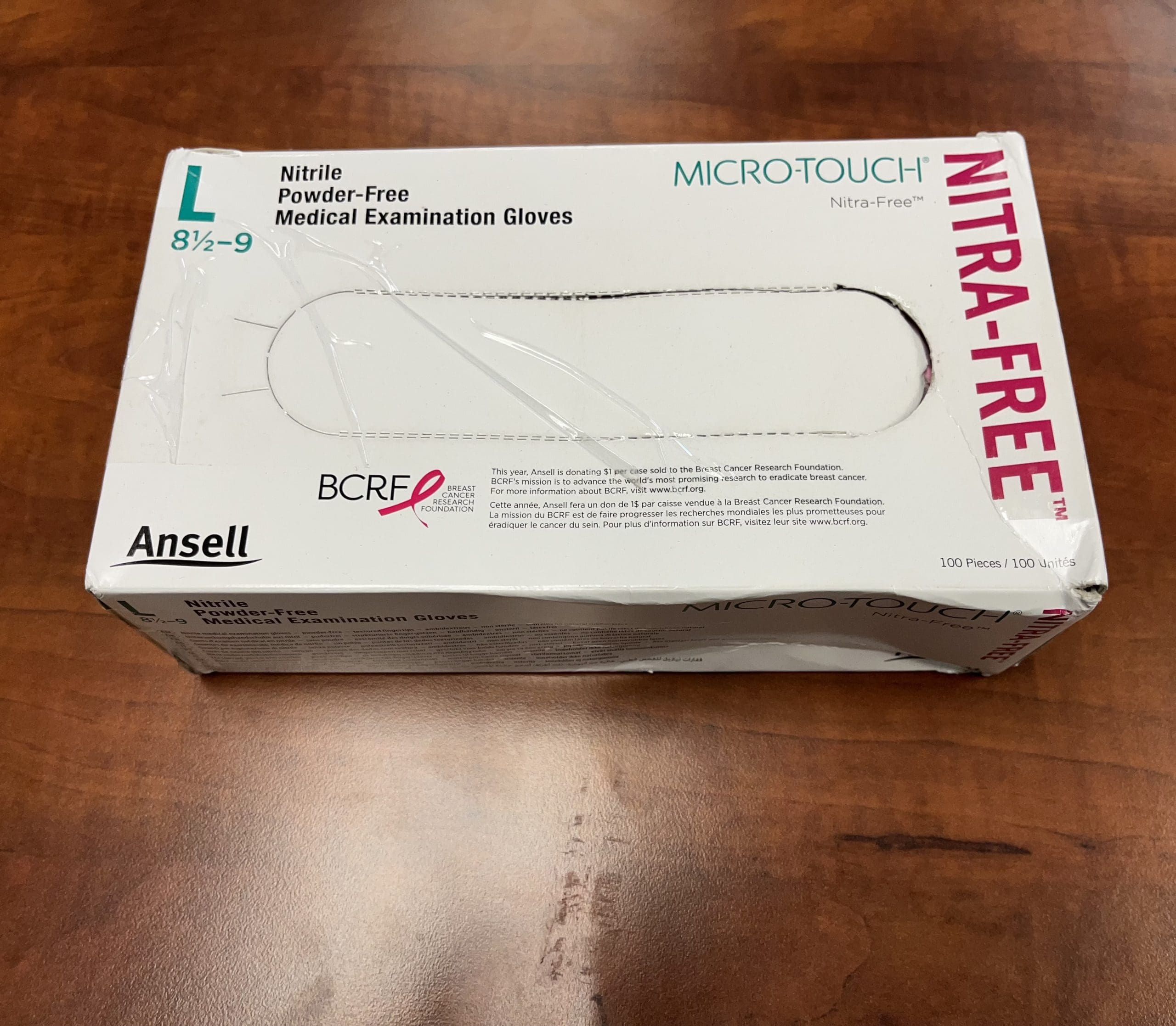 DAMAGED BOX-Ansell Micro-Touch Nitra-Free Powder-Free Exam Gloves, Size L,  100/Box