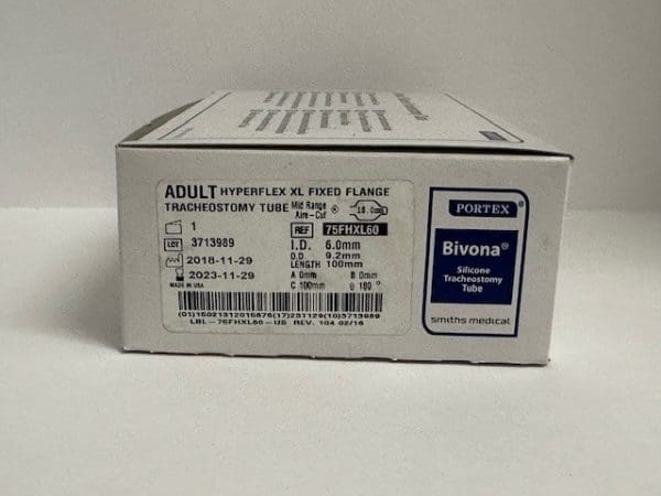 EXPIRED-Cuffed Tracheostomy Tube Bivona® Mid-Range Aire-Cuf® Hyperflex™ Extra Length Flexible IC Size 6.0 Adult *1 EACH*