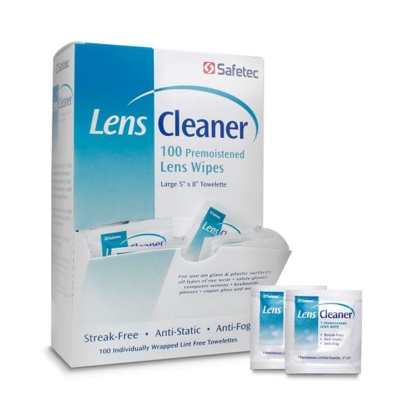 Safetec Lens Cleaner Premoistened Wipes 100/Box